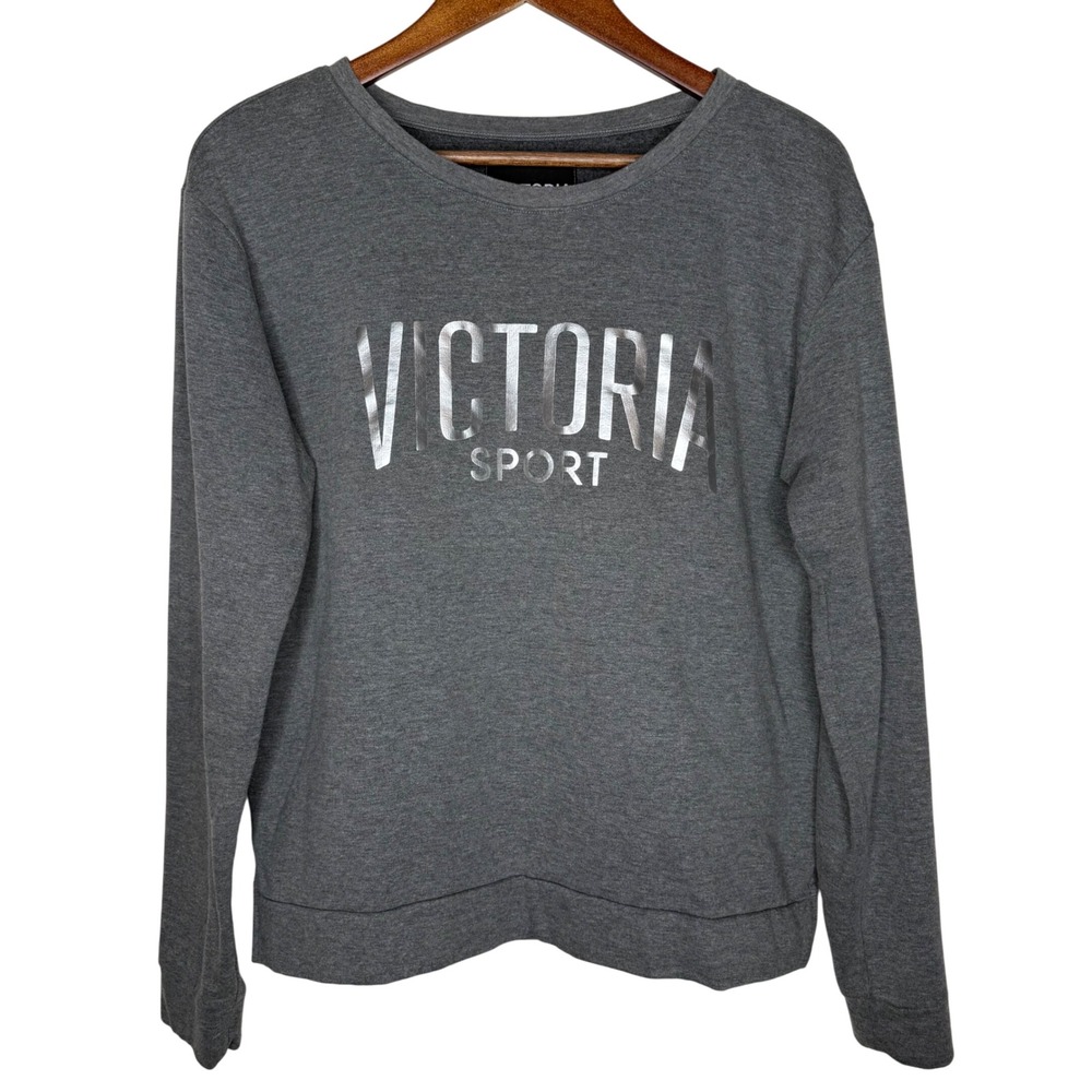 Victoria Sport Sweatshirt Cropped Pullover‎ Long Sleeve Top Gray Size M